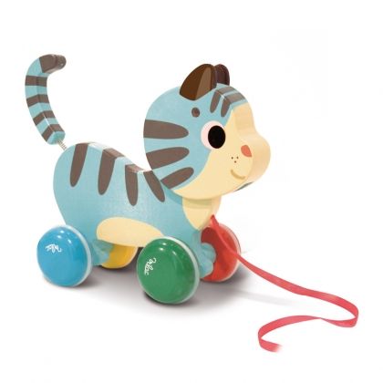 Vilac - Детска дървена играчка за дърпане Marcel the cat