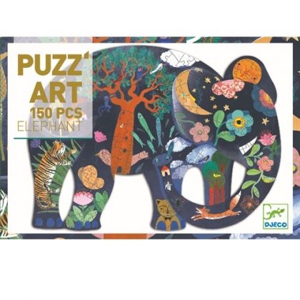 DJECO, art, puzzle, elephant, пъзел, арт, слон, игра, игри, играчка, играчки