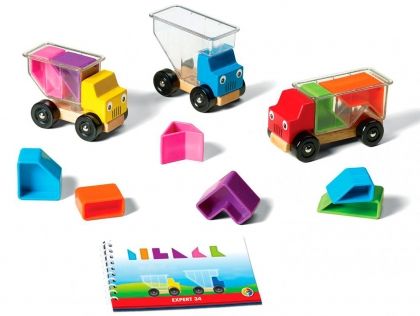 smartgames, дървена, игра, камиони, камион, камиончета, части, товар, игри, играчка, играчки