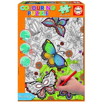 educa,творчески, комплект, пъзел, за, оцветяване, пеперудки