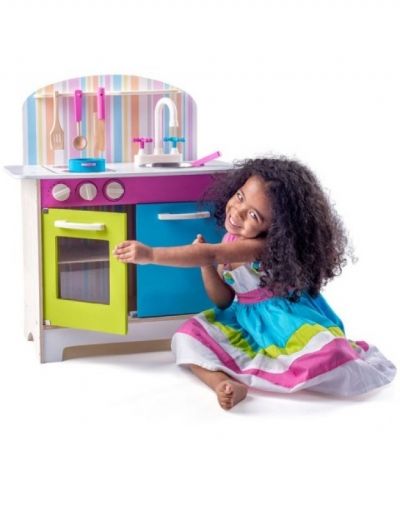 Woody, детска, дървена, кухня, кухничка, с, аксесоари, джулия, играчка, играчки, игри, игра