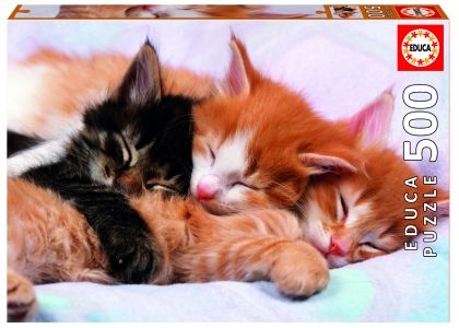 educa, пъзел, спящи, сладки, котенца
