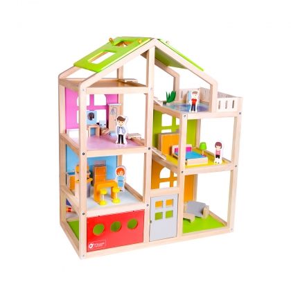 Classic World, дървена, кукленска, къща, три, етажа, за кукли, играчка, играчки, игри, игра 