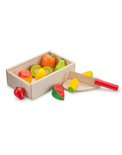 new classic toys, плодове, за, рязане, дървени, дъска, в, кутия, игра, игри, играчка, играчки