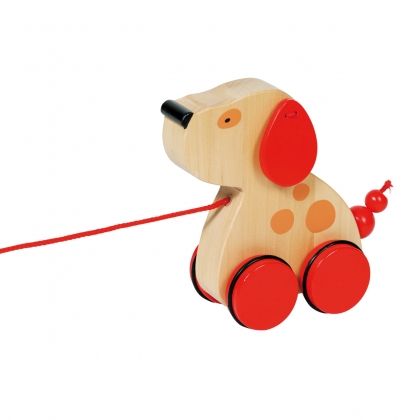 Goki - Дървена играчка за дърпане - Куче Луна