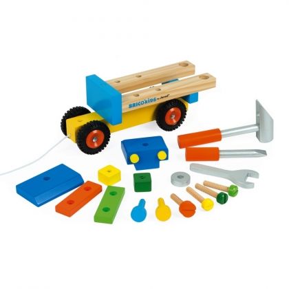 janod, дървена, играчка, за, сглобяване, и дърпане, камион, камионче, инструменти, сглобяема, игра, игри, играчки