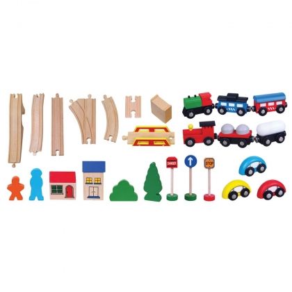 Viga, дървена игра - влакче, игра с влакове,  комплект дървени влакчета,  влак с релси, дървени влакчета с релси, влакчета с релси, детски комплект влакчета, игра, игри, играчка, играчки 