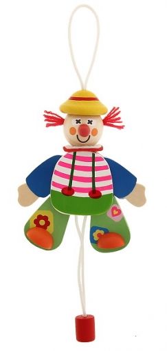 Woody - Висяща дървена играчка “Подскачащият Джак“ с жълта шапка
