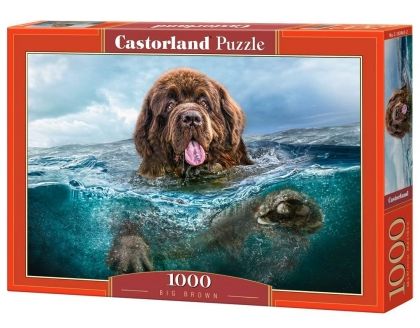 Castorland, куче, кафяв, море, плуване, голямо куче, пъзел, пъзели, puzzles, пъзелите, пъзели