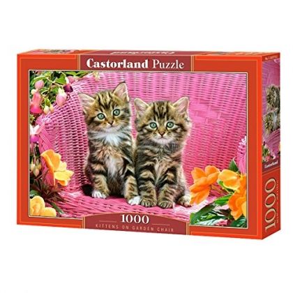 Castorland, котка, котки, котенце, котенца, градински стол, градина, цветя, пъзел, пъзели, puzzles, пъзелите, пъзели 