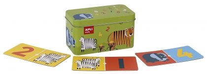 Apli, домино числа и животни, метална кутия, пъзел, пъзели, puzzle, puzzles