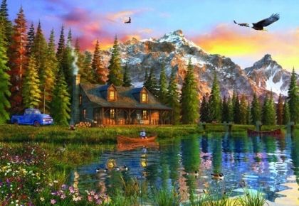 anatolian, пъзел, пъзели, puzzle, puzzles, забавен, забавни, стара къщурка, планина, природа, езеро, къща, къщичка, дървена къща
