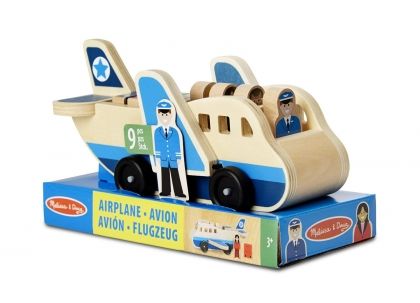 melissa & doug, дървен самолет с пътници и багаж, дървен самолет, дървено самолетче, пътници, самолет, самолетче, дървена играчка, дървена играчка за бутане, игра, игри, играчка, играчки