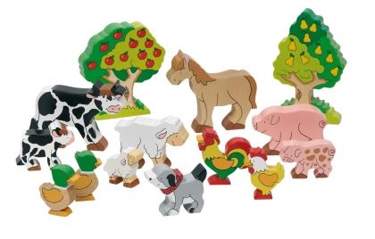 Goki - Дървени цветни животни от фермата