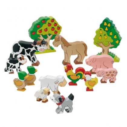 Goki - Дървени цветни животни от фермата