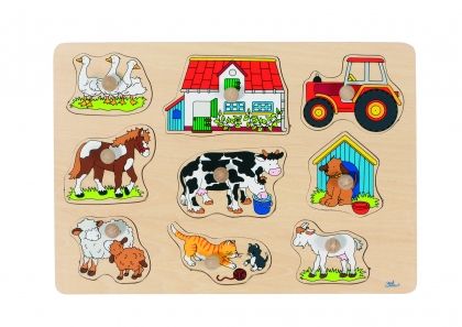 Goki, детски дървен пъзел, с дръжки, ферма, играчка, играчки, игра, игри, пъзели, puzzles, пъзелите, пъзели игри