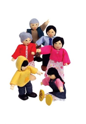 Hape, комплект, дървени, кукли, семейство, азиатци, обучителна играчка, фина моторика, реч, играчка, играчки, игри, игра