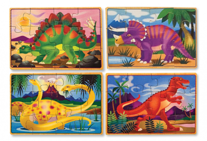 melissa & doug, четири дървени пъзела в кутия, динозаври, четири пъзела, комплект пъзели, пъзели в кутия, пъзели с динозаври, детски пъзели, пъзел, пъзели, puzzle, puzzles