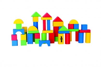 Woody, дървен, конструктор, в, кофа, с, капак, сортер, дървена играчка, образователна играчка, обучителна играчка, играчка, играчки, игри, игра