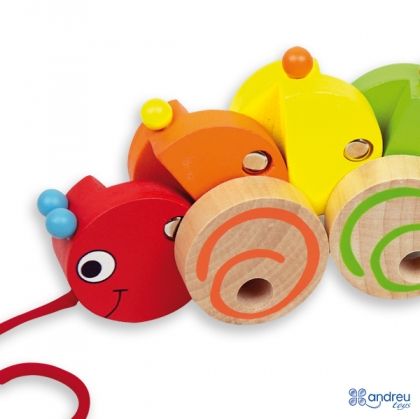 Andreu toys, дървена, играчка, за, дърпане, гъсеница, играчки, игри, игра