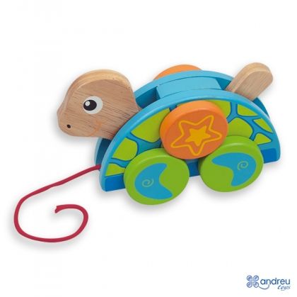 Andreu toys, дървена, костенурка, с, връвчица, за, дърпане, играчка, играчки, игри, игра