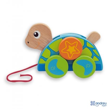 Andreu toys, дървена, костенурка, с, връвчица, за, дърпане, играчка, играчки, игри, игра
