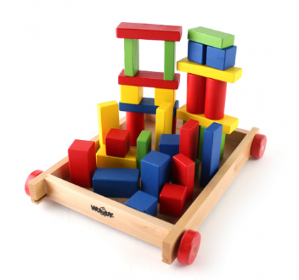 Woody, детска, дървена, играчка, конструктор, с, количка, играчки, игри, игра