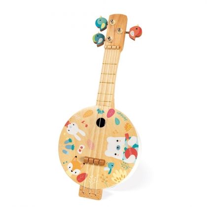 Janod, дървено банджо, пюър, банджо, дървено банждо, банждо за деца, детска музикална играчка, игра за деца, игра, игри, играчка, играчки 