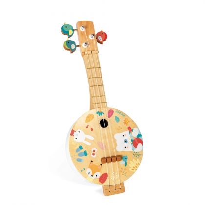 Janod, дървено банджо, пюър, банджо, дървено банждо, банждо за деца, детска музикална играчка, игра за деца, игра, игри, играчка, играчки 