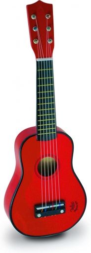 Vilac, дървена детска китара, дървена китара, китара, китари, червена китара, дървена червена китара, музикален инструмент, играчка 
