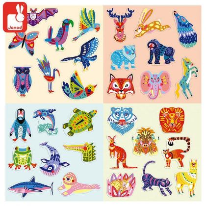 Janod - Креативна кутия с 18 творчески комплекта - Животни