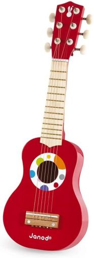 Janod, играчка, играчки, музикална играчка, музикални играчки, дървени играчки, дървени музикални играчки, музикални играчки за деца,  червена китара, детска червена китара, китари за деца, детски китари, продукти Janod, играчки Janod