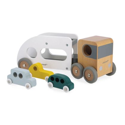 Janod, играчка, играчки, дървена играчка, дървен автовоз, дървени колички, автовоз с колички, дървени колички, дървена играчка автовоз, продукти Janod, играчки Janod, дървени играчки Janod