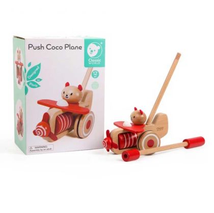 Дървена музикална играчка за бутане - Мече - Classic World