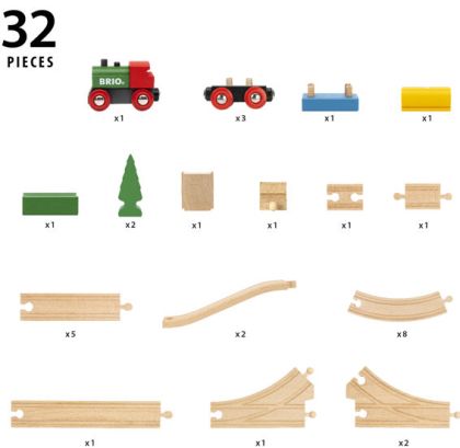 Юбилеен комплект - дървен влак с релси - 32 части - Brio