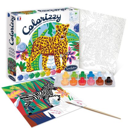 Творчески комплект за оцветяване с цифри - Зебра и леопард - Sentosphere