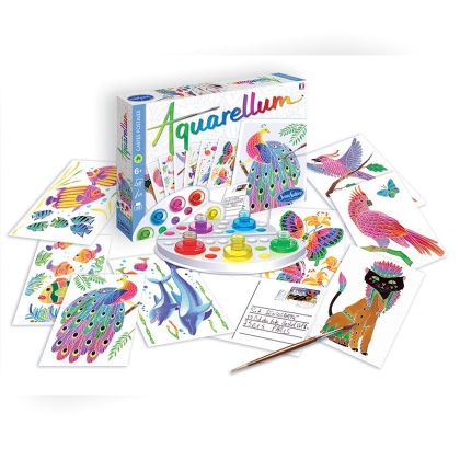 Творчески комплект за оцветяване с акварелни бои - направи пощенски картички с животни - Sentosphere
