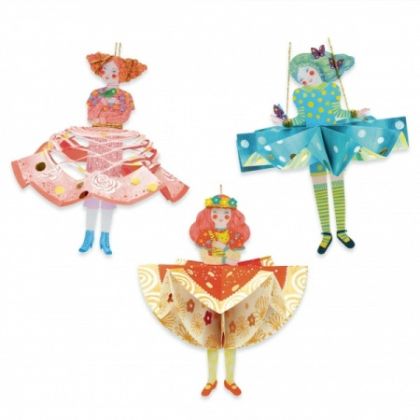 Творчески комплект - Направи сам - Кукли с хартиени рокли - DJECO