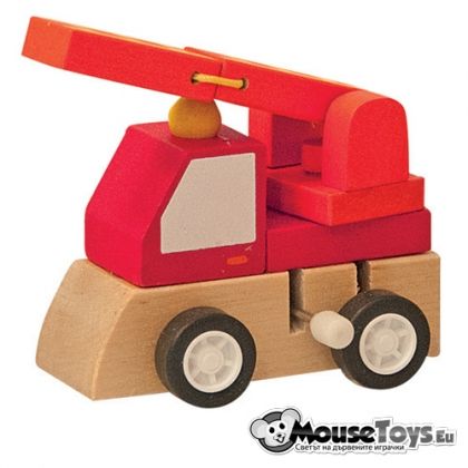 Woody - Дървена играчка пожарникарски камион със стълба