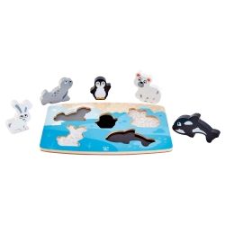 hape, дървен, пъзел, полярни, животни, пипни, и, познай, текстури, забавен, пъзели, игра, игри, играчка, играчки
