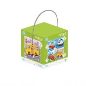 dodo, dodo toys, Комплект от 4 пъзела, превозни средства, пъзел с превозни средства, образователен пъзел, забавен пъзел, детски пъзел, пъзел за деца, пъзел, пъзели, puzzle, puzzles