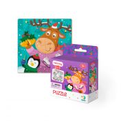 Dodo, играчка, играчки, пъзел, пъзели, детски пъзел, пъзел за деца, пъзели за деца, коледен пъзел, пъзел 16 части, пъзел и картинка за оцветяване в едно, пъзел за оцветяване, коледни пъзели, коледен пъзел с елен и пингивн, продукти Dodo, пъзели Dodo