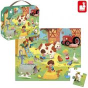Janod, играчка, играчки, пъзел, детски пъзел, пъзел в куфарче, детски пъзел в куфарче, пъзели за деца, пъзел 24 части, пъзел ферма, фермерски пъзел, пъзел с животните от фермата, продукти Janod, играчки Janod, пъзели Janod