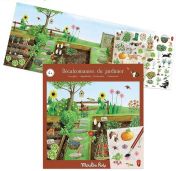 Moulin Roty, играчка, играчки, творчески комплект, креативен комплект, детски творчески комплект, игра със стикери, детски стикери, творчески комплект градина, стикери градина, детски стикери градина, книжка със стикери, продукти Moulin Roty