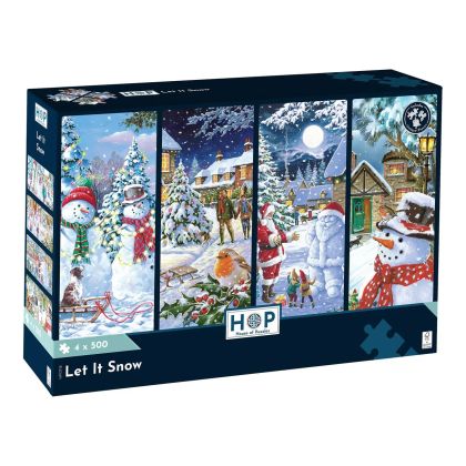 Комплект от 4 пъзела по 500 части - Нека вали сняг - The House of Puzzles