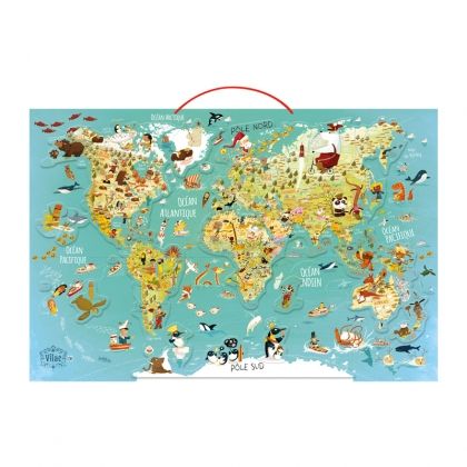 Vilac - Детска магнитна карта на света - Френска версия