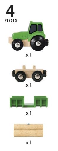 Brio - Детска играчка трактор с товар