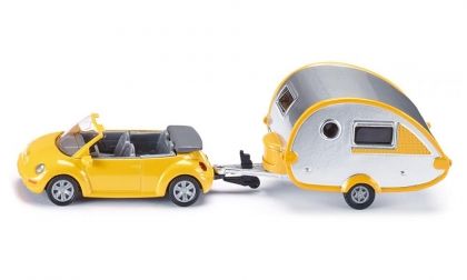 SIKU, кола, каравана Car with caravan, VW beetle, cabrio, игра, игри, играчка, играчки
