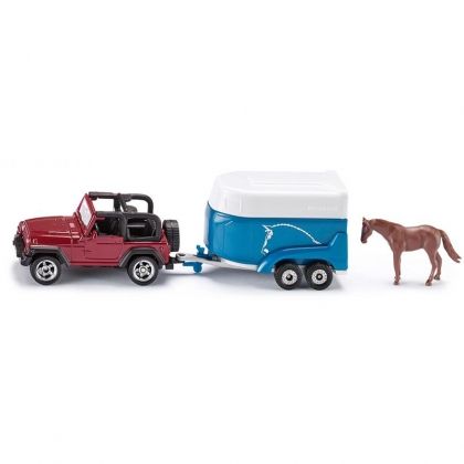 SIKU, Jeep with horse trailor, джип, кола, ремарке, коне, кон, игра, игри, играчки, играчка
