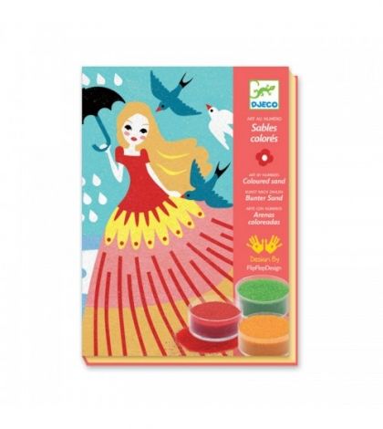 Djeco, креативен, творчески, комплект за росуване на цветен пясък, цветен пясък, разходката на момичетата